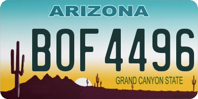 AZ license plate BOF4496