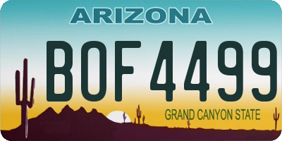 AZ license plate BOF4499