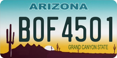 AZ license plate BOF4501