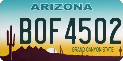 AZ license plate BOF4502