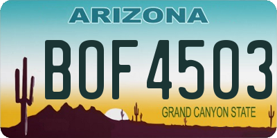 AZ license plate BOF4503