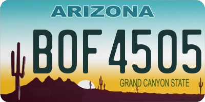 AZ license plate BOF4505