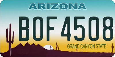 AZ license plate BOF4508