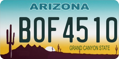 AZ license plate BOF4510