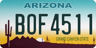 AZ license plate BOF4511