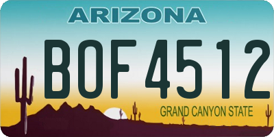 AZ license plate BOF4512