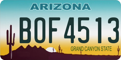 AZ license plate BOF4513