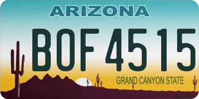 AZ license plate BOF4515