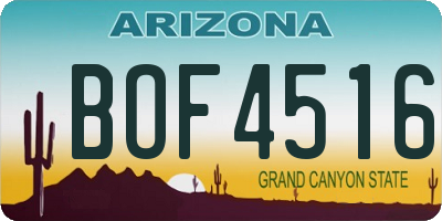AZ license plate BOF4516