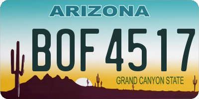 AZ license plate BOF4517