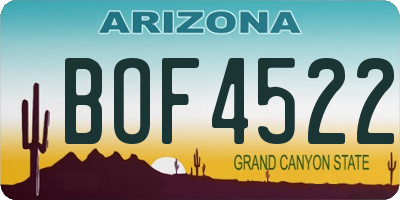 AZ license plate BOF4522