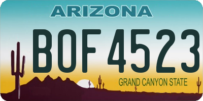 AZ license plate BOF4523