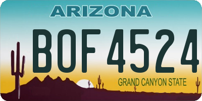 AZ license plate BOF4524