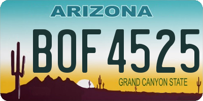 AZ license plate BOF4525