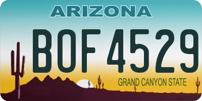 AZ license plate BOF4529