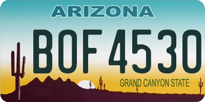 AZ license plate BOF4530