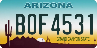 AZ license plate BOF4531