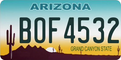 AZ license plate BOF4532