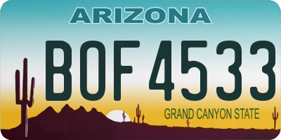 AZ license plate BOF4533