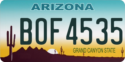 AZ license plate BOF4535