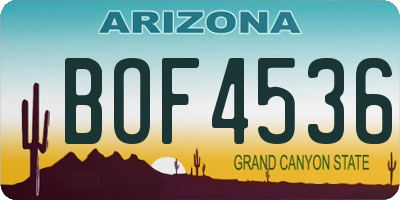AZ license plate BOF4536