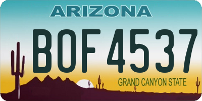 AZ license plate BOF4537