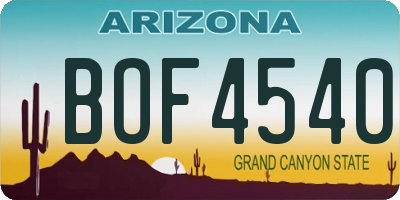 AZ license plate BOF4540