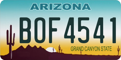 AZ license plate BOF4541