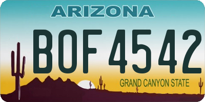 AZ license plate BOF4542