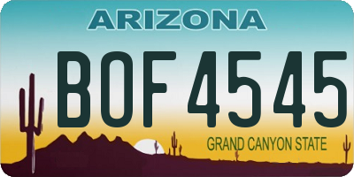 AZ license plate BOF4545