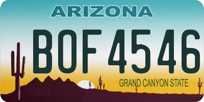 AZ license plate BOF4546