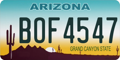 AZ license plate BOF4547