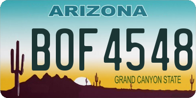 AZ license plate BOF4548