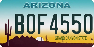 AZ license plate BOF4550