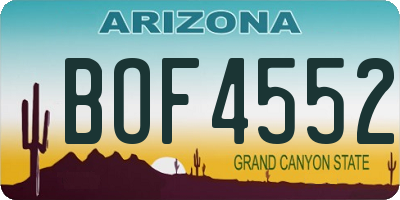 AZ license plate BOF4552