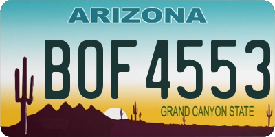 AZ license plate BOF4553