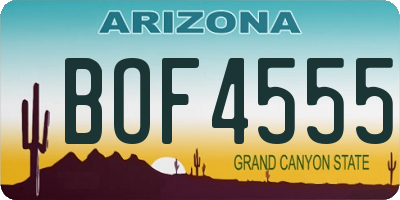 AZ license plate BOF4555