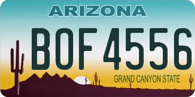 AZ license plate BOF4556