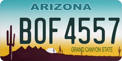 AZ license plate BOF4557
