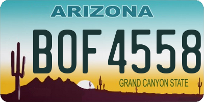 AZ license plate BOF4558