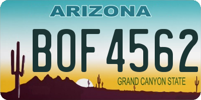AZ license plate BOF4562