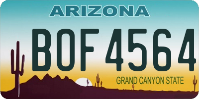 AZ license plate BOF4564