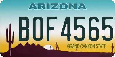 AZ license plate BOF4565