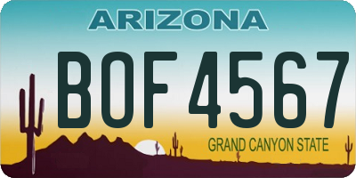 AZ license plate BOF4567