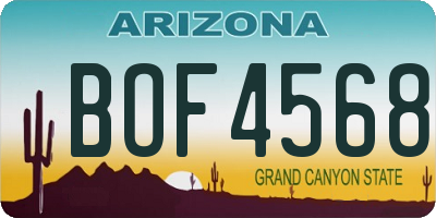 AZ license plate BOF4568