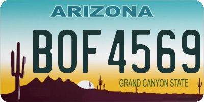AZ license plate BOF4569