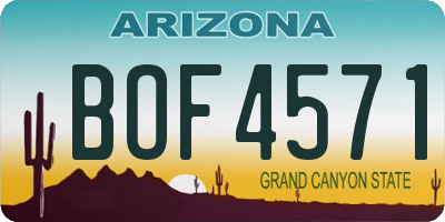 AZ license plate BOF4571