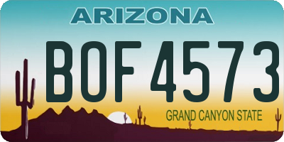 AZ license plate BOF4573