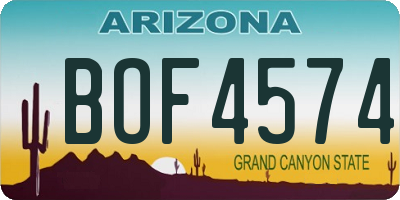 AZ license plate BOF4574