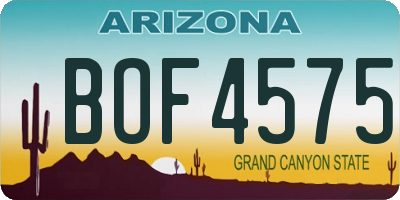 AZ license plate BOF4575